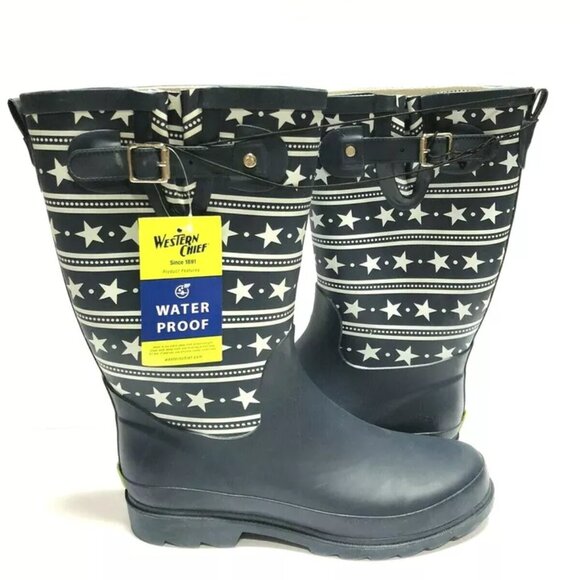 Western Chief Womens Waterproof Rain Slip On Boots Blue US9 M - Picture 1 of 3